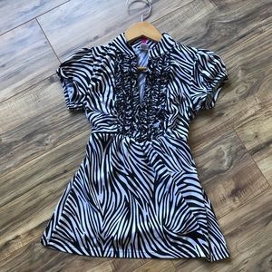 Black White zebra print Professional Work Blouse